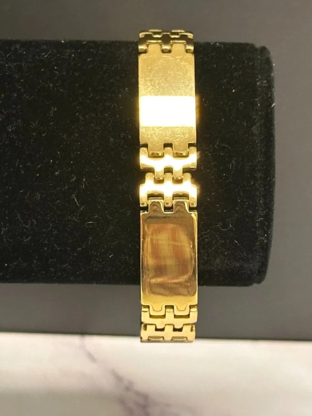Mens Stainless Steel Bracelet Gold Tone Geometric Panel Link 8.5